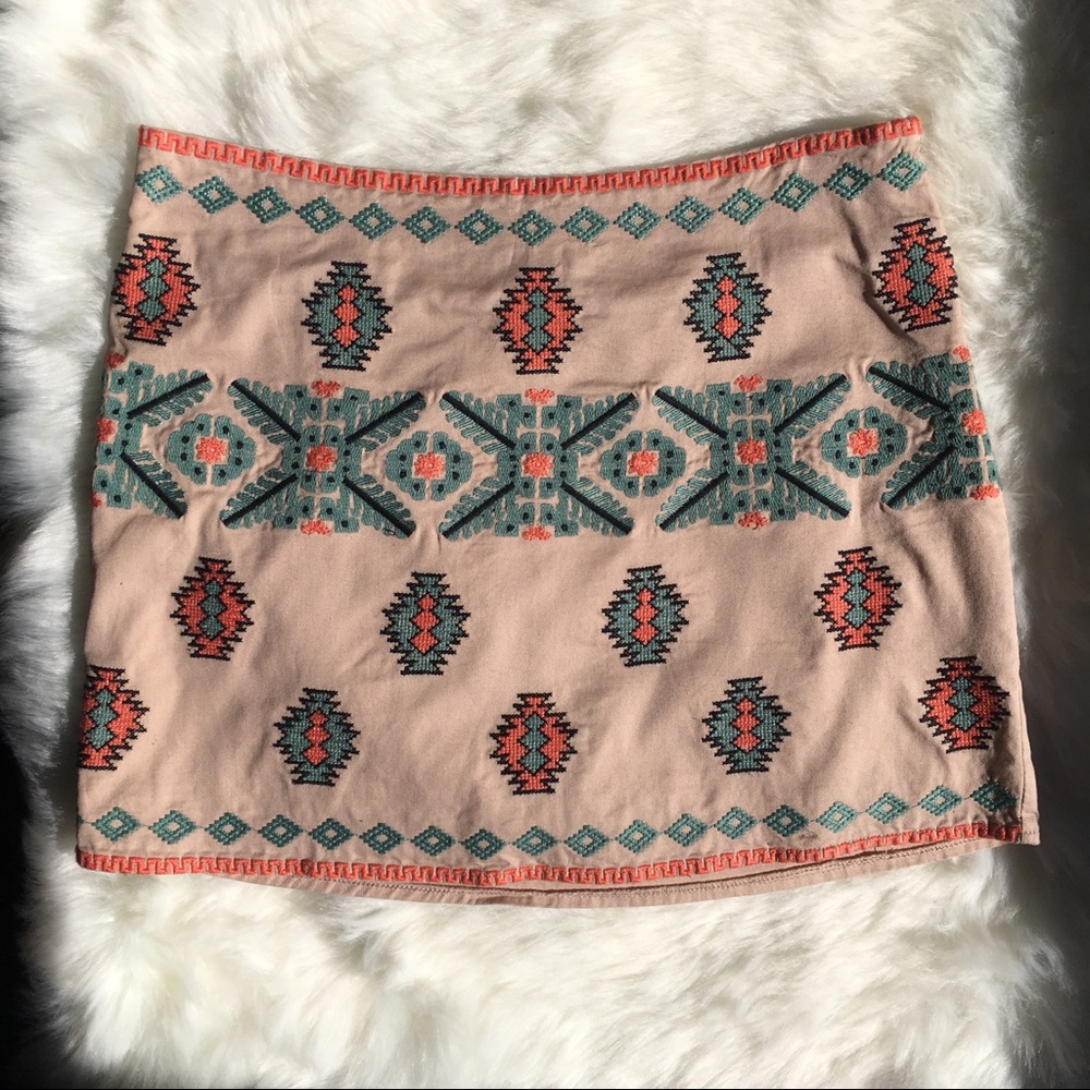 ⭐️BOGO FREE! Embroidered Tribal Mini Skirt